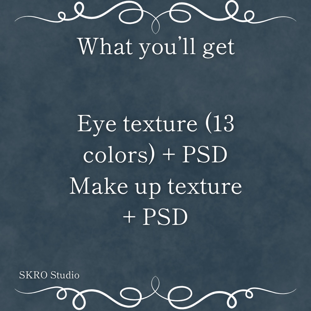 【VRChat Textures】泣夜 -Nakiya- 「Velum」Make Up & Eye Textures (13 Colors) + PSD