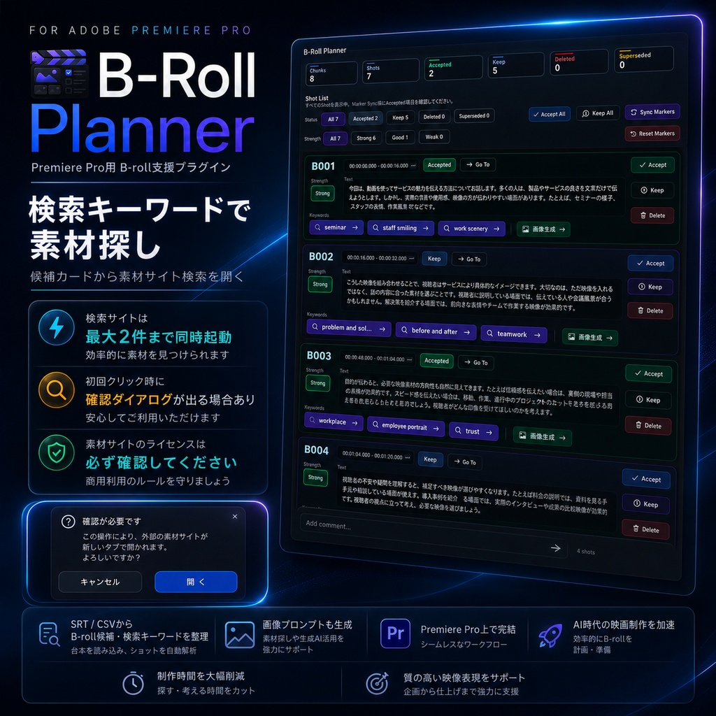 インサート B-roll支援プラグイン B-Roll Planner