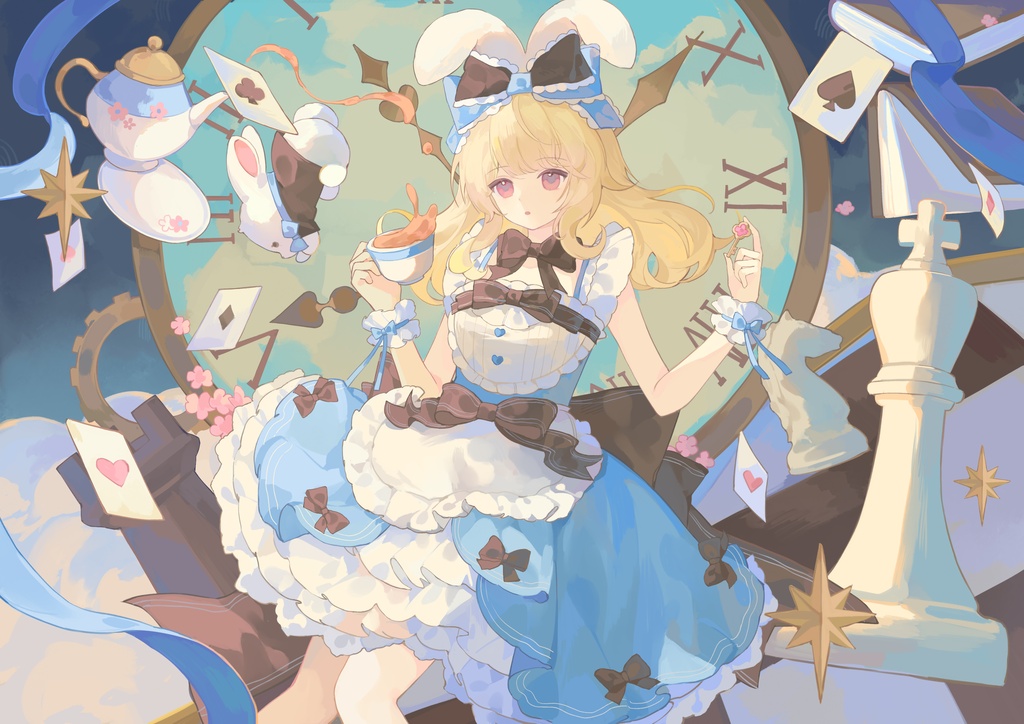 【商用】【YCH base】イラストテンプレート素材Vtuber素材不思議の国へ行きました