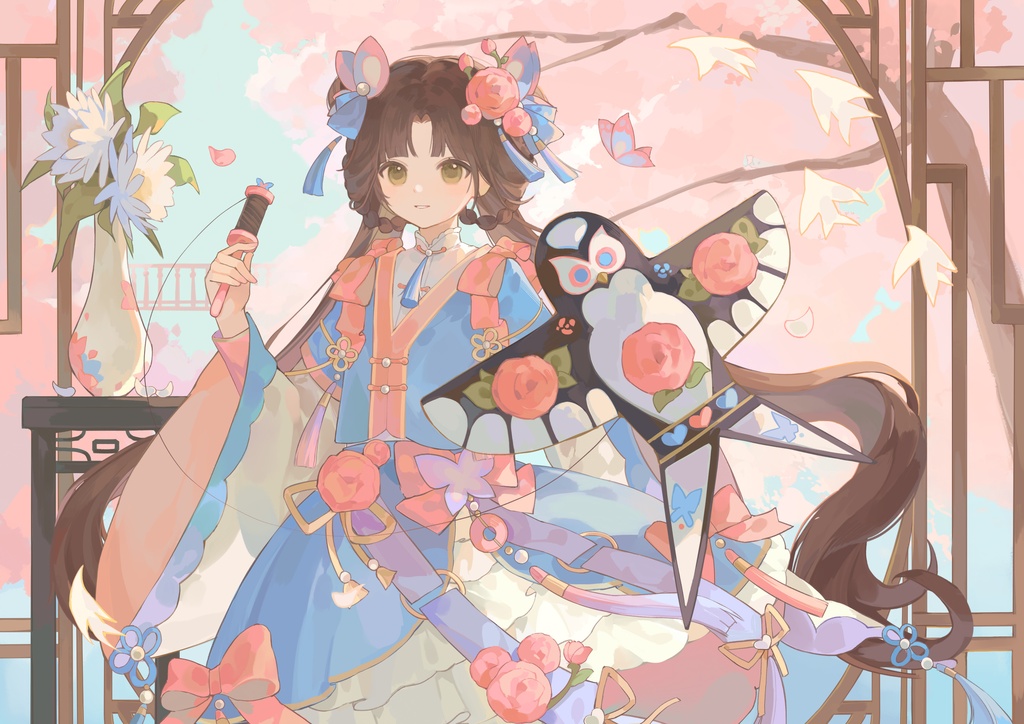 【商用】【YCH base】イラストテンプレート素材Vtuber素材春の花が朝をもてあそぶ