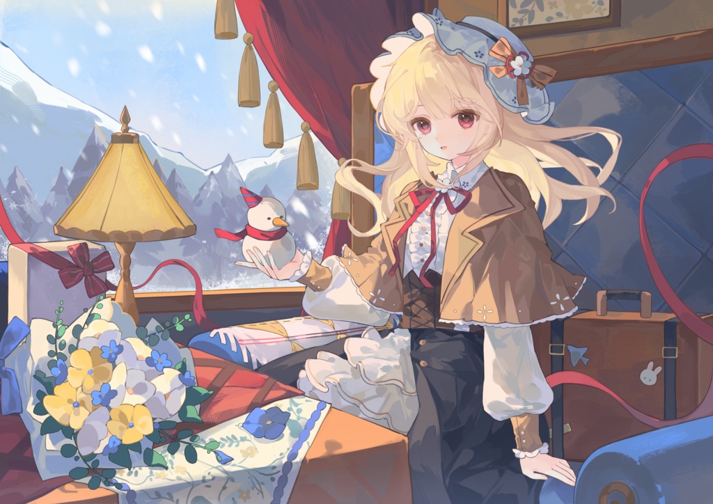 【商用】【YCH base】イラストテンプレート素材Vtuber素材雪国の列車