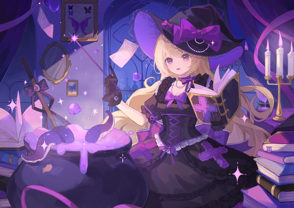 【商用】【YCH base】イラストテンプレート素材Vtuber素材魔女の夜