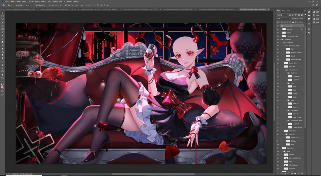 【商用】【YCH base】イラストテンプレート素材Vtuber素材ヴァンパイアの夜