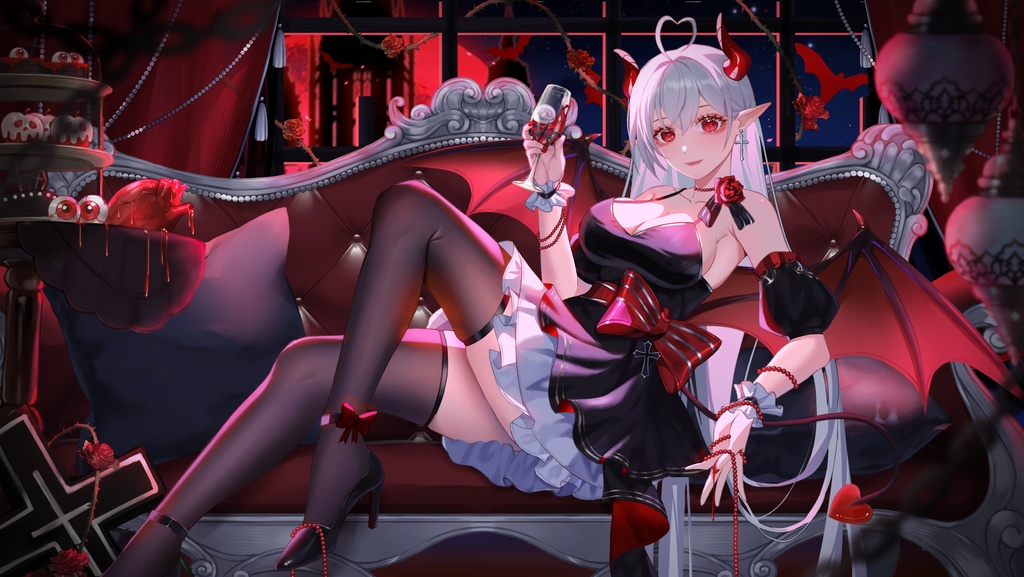 【商用】【YCH base】イラストテンプレート素材Vtuber素材ヴァンパイアの夜