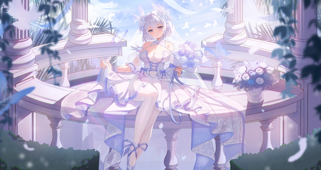 【商用】【YCH base】イラストテンプレート素材Vtuber素材純白の誓い