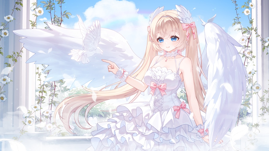 【商用】【YCH base】イラストテンプレート素材Vtuber素材天使の庭