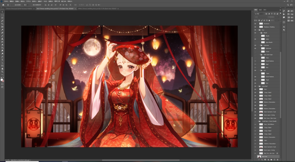 【商用】【YCH base】イラストテンプレート素材Vtuber素材中華の花嫁