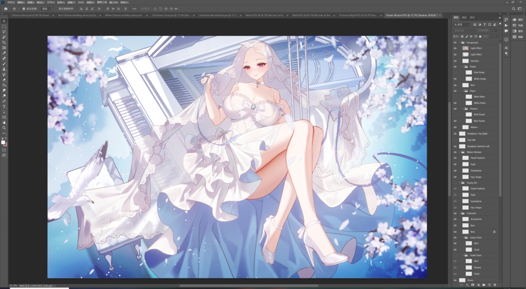 【商用】【YCH base】イラストテンプレート素材Vtuber素材花の幻想