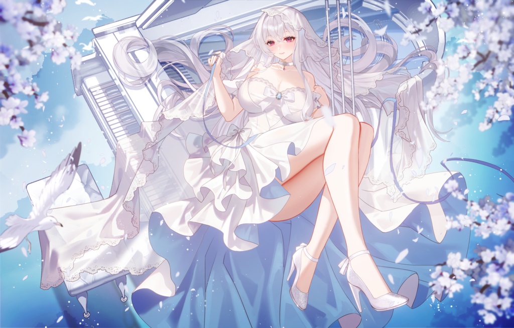 【商用】【YCH base】イラストテンプレート素材Vtuber素材花の幻想