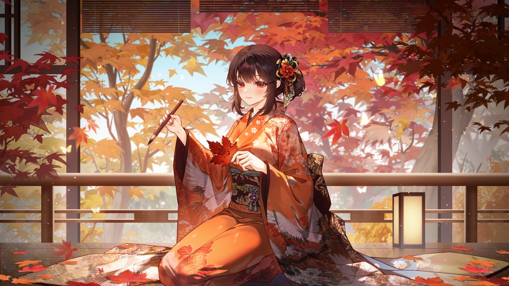 【商用】【YCH base】イラストテンプレート素材Vtuber素材恋に染まる紅葉