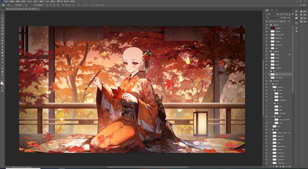【商用】【YCH base】イラストテンプレート素材Vtuber素材恋に染まる紅葉