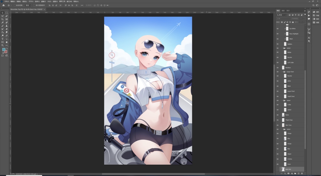 【商用】【YCH base】イラストテンプレート素材Vtuber素材バイクツアー