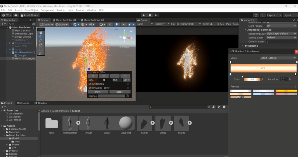 Unity VFX Graph:Mesh Particle Fragments