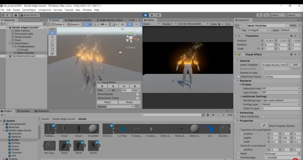 Unity VFX Graph:Model Edges Bursts