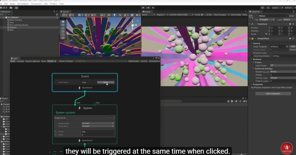Unity VFX Graph:Ribbons and Balls (Event control)