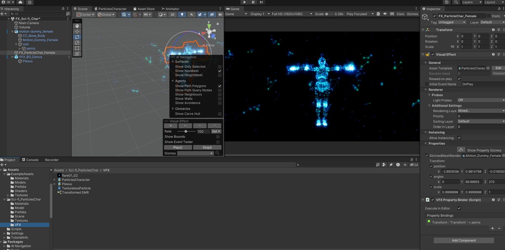 Unity VFX Graph:Sci-fi Particles Char and BG
