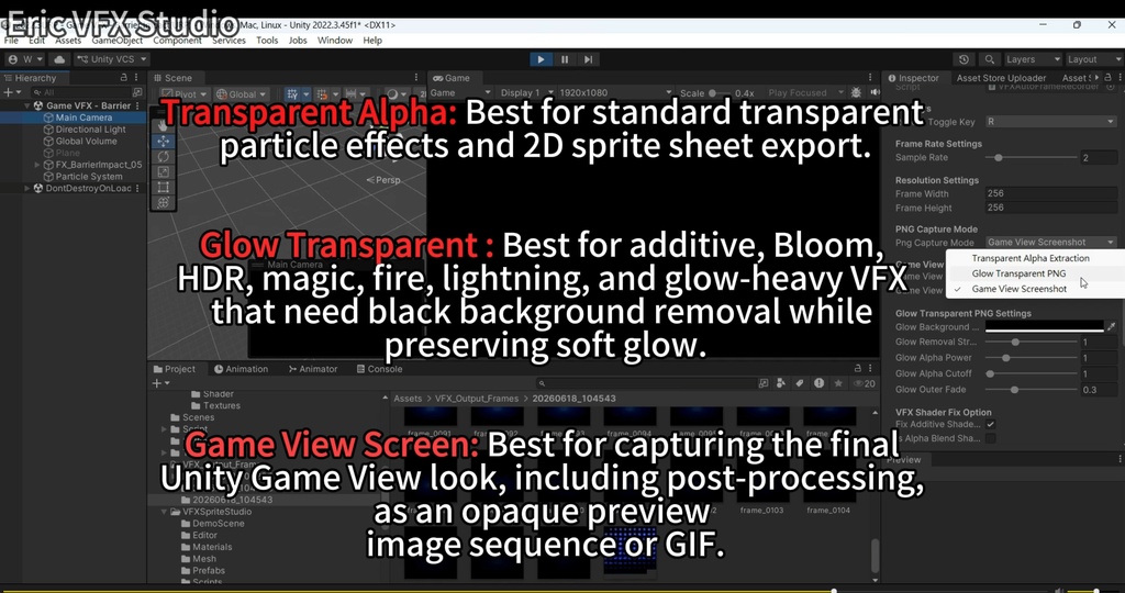 Unity VFX Sprite Studio - Record, Remove BG, Generate Sprite Sheets & GIF
