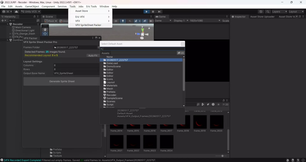 Unity VFX Sprite Studio - Record, Remove Background & Generate Sprite Sheets