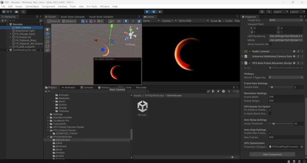 Unity VFX Sprite Studio - Record, Remove Background & Generate Sprite Sheets