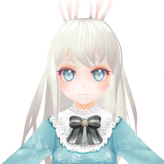VRoid Studio 兎耳の少女 ロリータエプロンドレスのテクスチャーと髪型のobjファイル