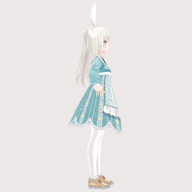 VRoid Studio 兎耳の少女 ロリータエプロンドレスのテクスチャーと髪型のobjファイル