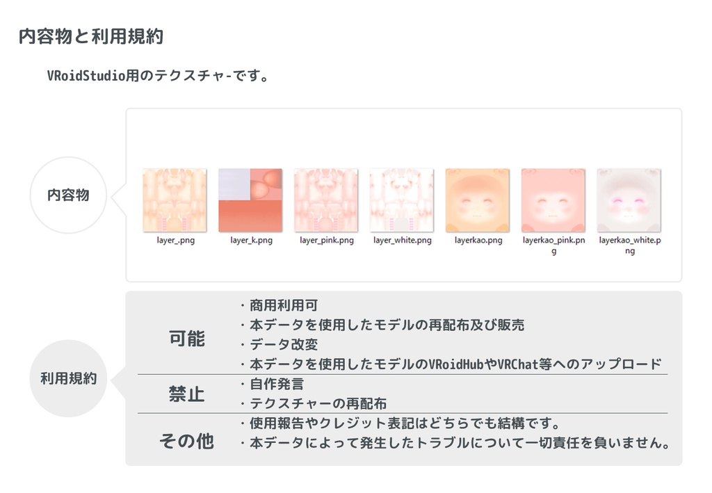 vroidstudio(正式版対応) 肌テクスチャー3種 顔と口内と全身