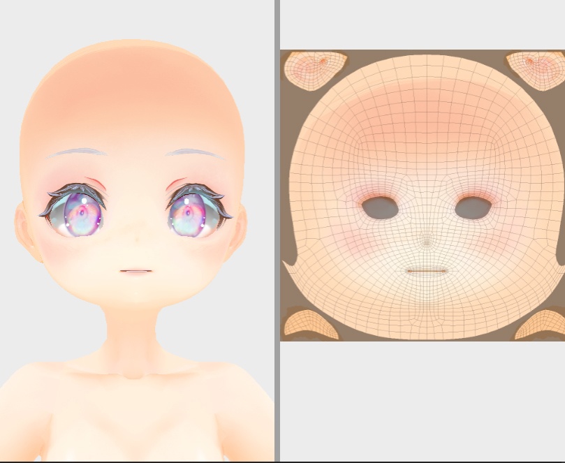 vroidstudio(正式版対応) 肌テクスチャー3種 顔と口内と全身