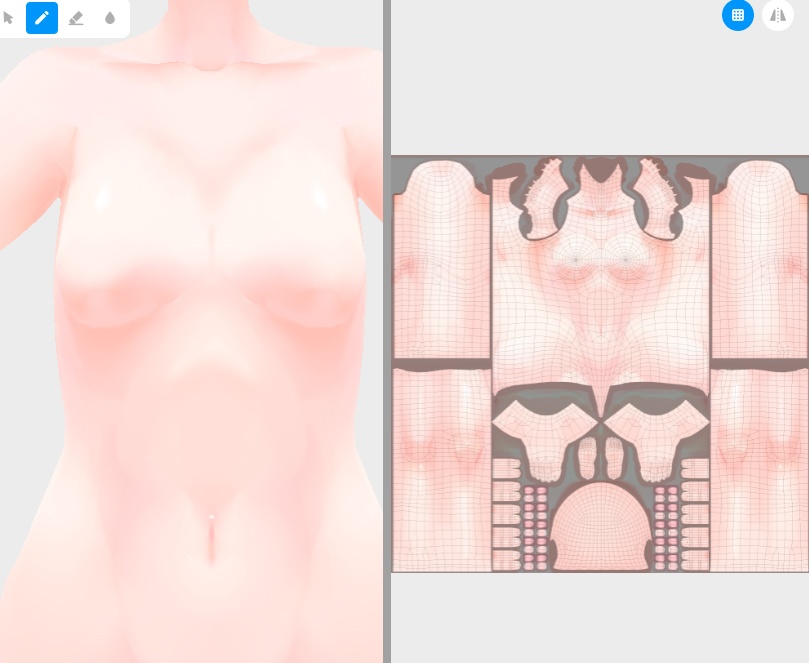 vroidstudio(正式版対応) 肌テクスチャー3種 顔と口内と全身
