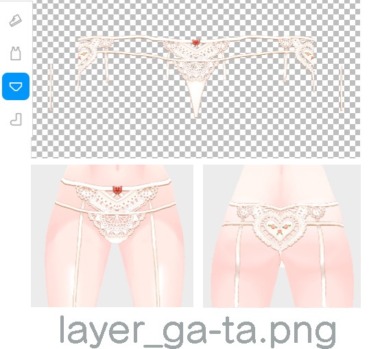 vroidstudio用テクスチャー(正式版対応) ガーターベルト、靴下、靴、インナー下着上下セットunderwear