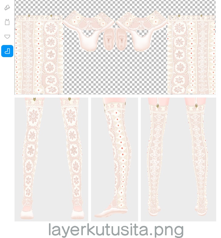vroidstudio用テクスチャー(正式版対応) ガーターベルト、靴下、靴、インナー下着上下セットunderwear