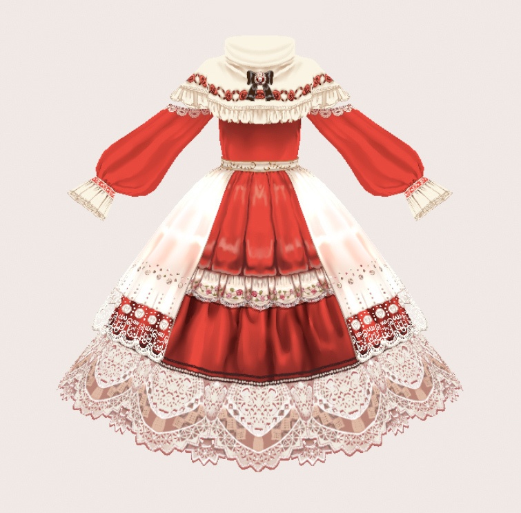 vroidstudio用テクスチャー(正式版対応) 薔薇刺繍とレースのロリィタドレス