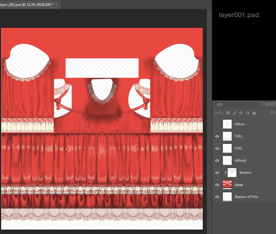 vroidstudio用テクスチャー(正式版対応) 薔薇刺繍とレースのロリィタドレス