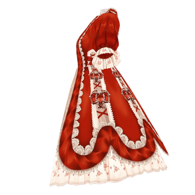 vroidstudio用テクスチャー(正式版対応) 薔薇とハートとレースのロリィタドレス