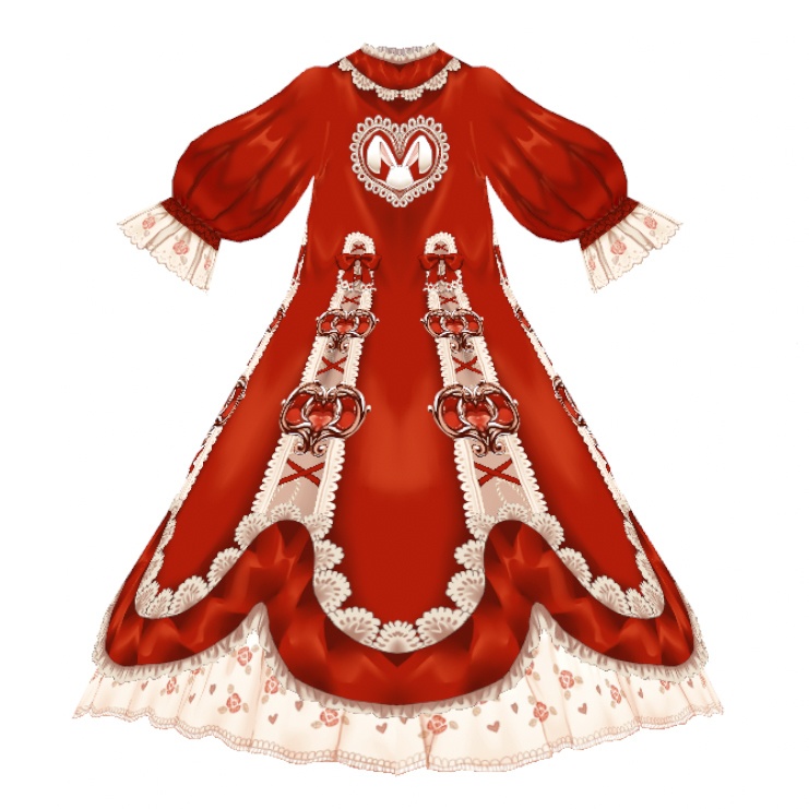 vroidstudio用テクスチャー(正式版対応) 薔薇とハートとレースのロリィタドレス