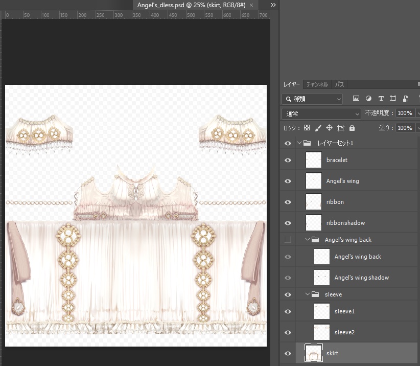 vroidstudio用テクスチャー(正式版対応) 天使のドレス 天使の羽 ロリータ衣装