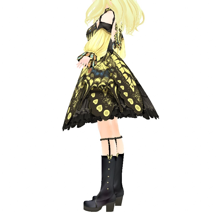 vroidstudio用テクスチャー(正式版対応) アゲハ蝶のドレス アゲハ蝶の羽とロリータ衣装