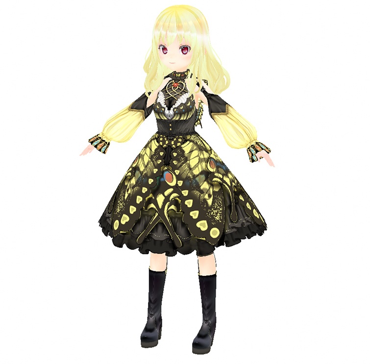 vroidstudio用テクスチャー(正式版対応) アゲハ蝶のドレス アゲハ蝶の羽とロリータ衣装