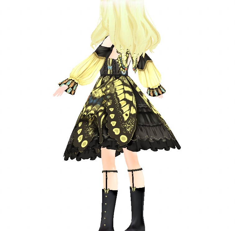 vroidstudio用テクスチャー(正式版対応) アゲハ蝶のドレス アゲハ蝶の羽とロリータ衣装