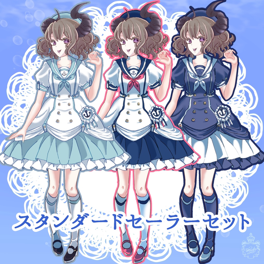 涼しげでかわいいセーラーワンピセット【Vライバーさん向け】