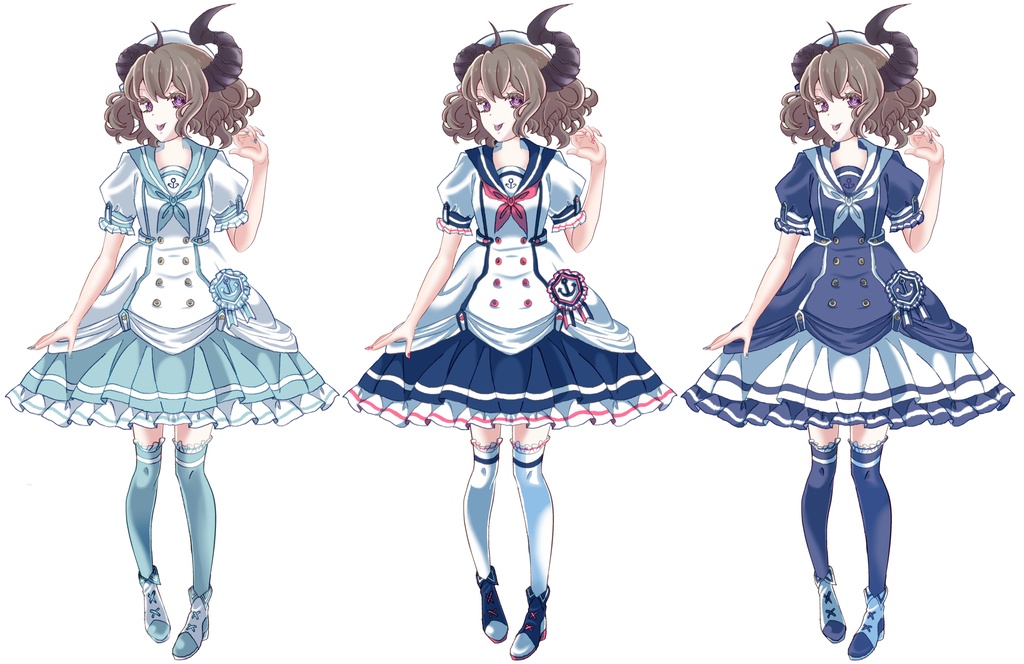 涼しげでかわいいセーラーワンピセット【Vライバーさん向け】