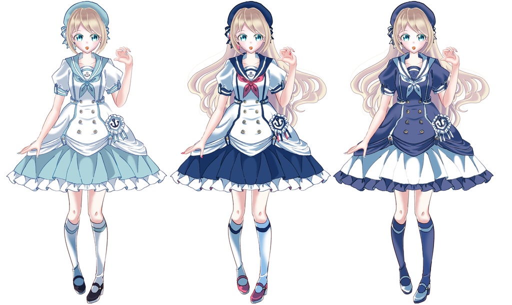 涼しげでかわいいセーラーワンピセット【Vライバーさん向け】