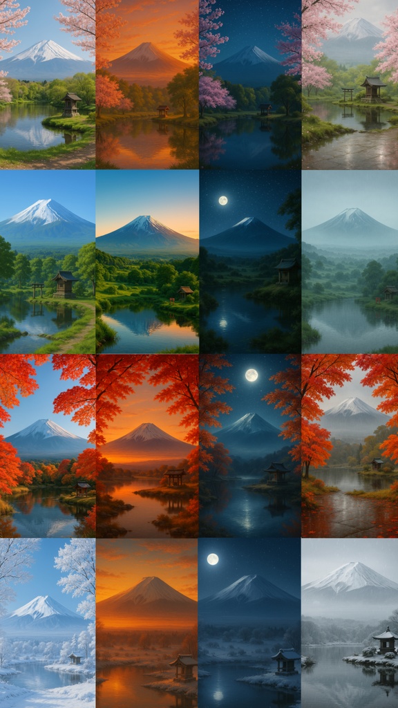 スマホ背景 富士山が座する森の四季