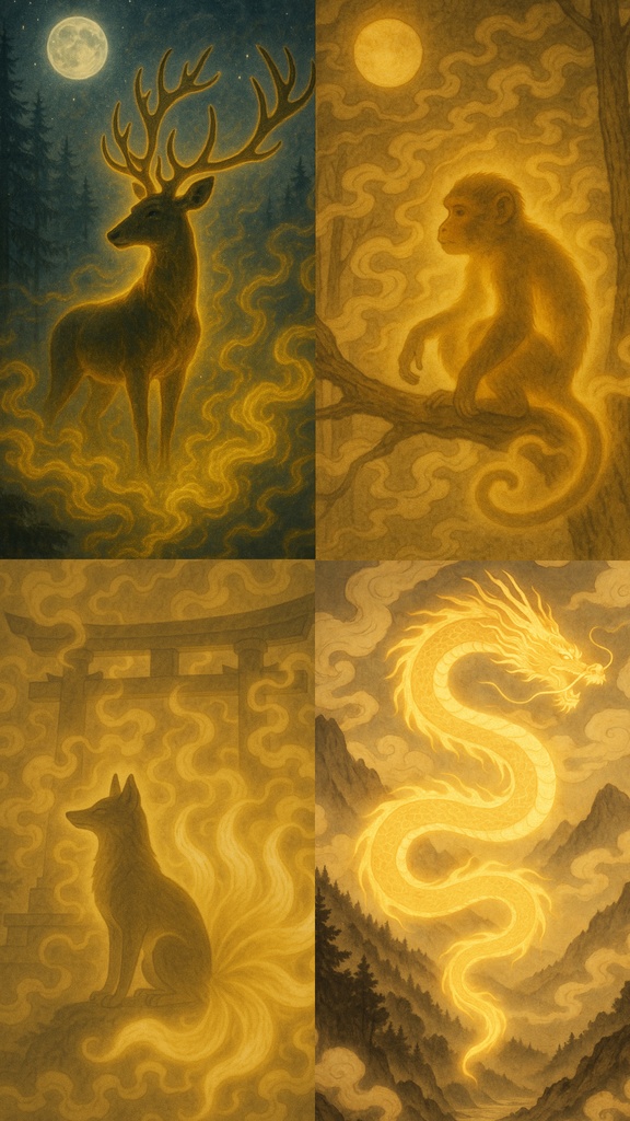 スマホ背景　森ノ神々｜雲霞エフェクトスマホ壁紙16種セット