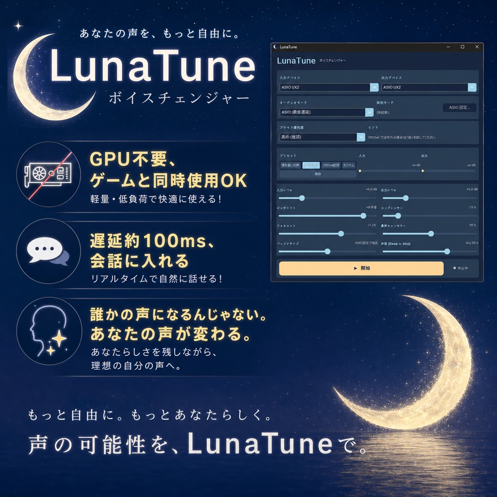 【無料体験版】ボイスチェンジャーLunaTune【ボイチェン】