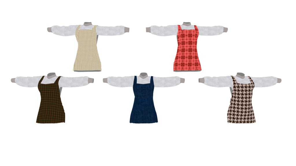 狐雪ちゃん専用服 オーバーオールとセーターのセット シェイプキー対応