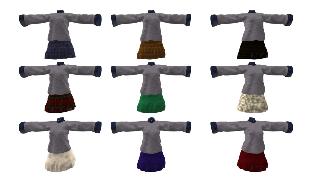 狐雪ちゃん専用服 セーターとスカートのセット シェイプキー対応