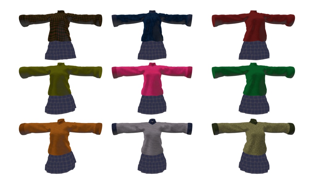 狐雪ちゃん専用服 セーターとスカートのセット シェイプキー対応