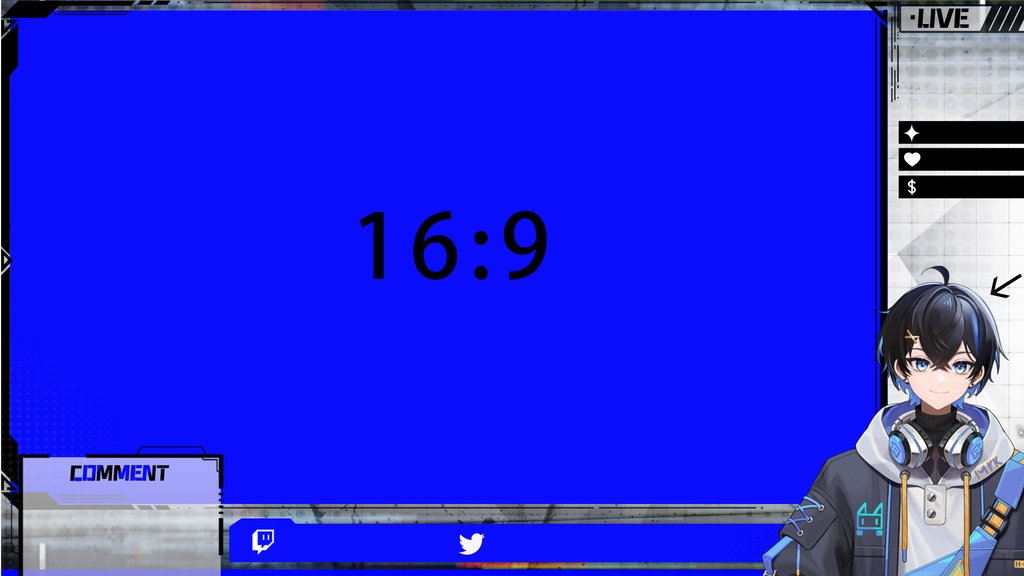 【配信背景】機能的な風/男子高校生/熊の指揮官カスタマイズされたライブ画面【チャット/ゲーム/スケジュール