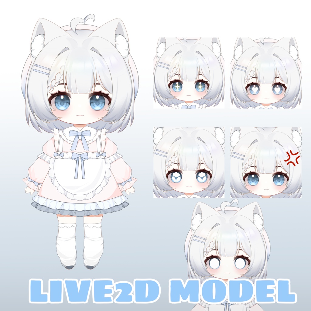 【Live2Dモデル/汎用モデル】簡単でかわいい小さな白猫