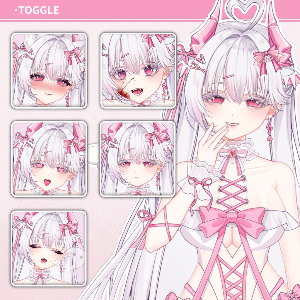 【live2dモデル】ピンクと白の魅魔/【Live2D Model】Succubus Momo